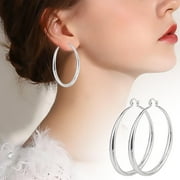 Cara Lady Women 925 Sterling Solid Silver Ear Stud Hoop Earrings Wedding Jewelry Birthday Anniversary Valentines Day Gift Silver